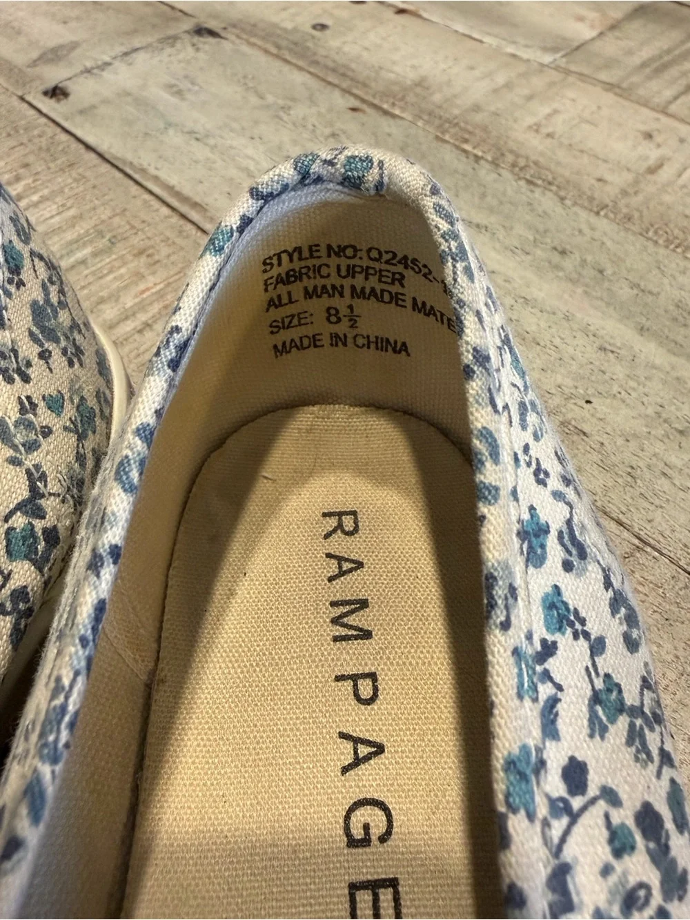 Rampage Blue Floral Canvas Slip-On Flats